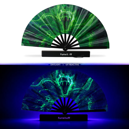 UV Reactive Rave Fan with Wrist Strap